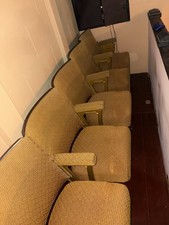 5 Gold Vintage Cinema Seats Reupholstered And Restored.