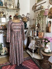 Vintage 1970s Aztec Print Maxi Prairie Dress Uk 10