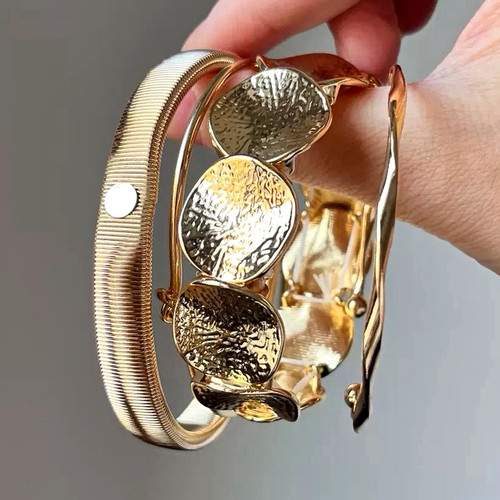Gold coin disc - cuff, set