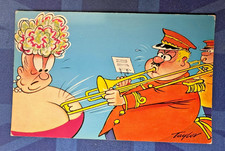 Saucy Bamforth Comic Postcard 1970s BBW Big Boobs Brass Band HUMOR GLOSS No H12