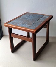 Midcentury Danish Tiled Wood Table Small Side Table Retro Decorative 
