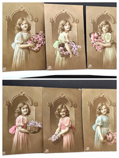 Set of 6 sepia-toned girl w/
