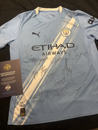 Man city squad signed shirt - man,