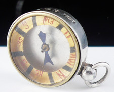 Sterling Silver Compass Pocket Watch Fob Medal, S J Rose & Son, Birmingham 1991