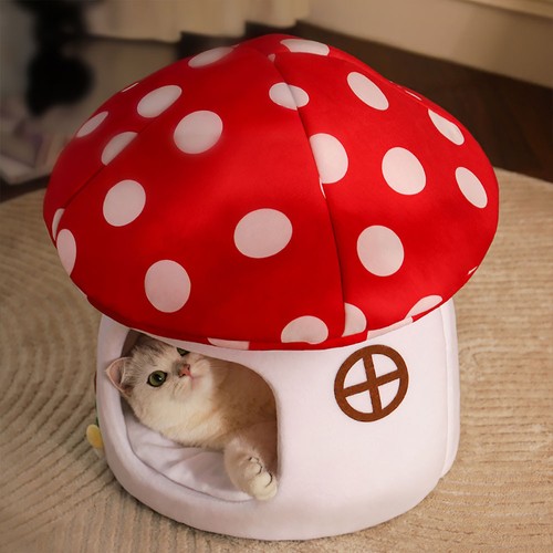 Mushroom pet cat warm soft - mushroom,