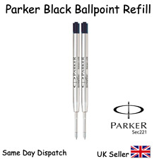 2x Pack Genuine Parker Ballpoint Refill BLACK Biro Medium Quink Flow Ball Pen