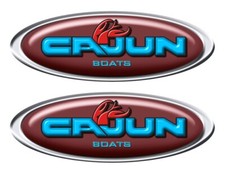 Two Cajun Boat Oval Stickers