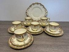 6 Vintage Salisbury Bone China Plates, Teacups &  Saucers, Sandwich  Plate.