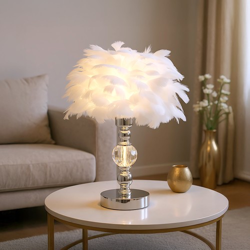 Feather table lamp bedroom - lamp,