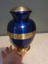 Blue Cremation Urns for Human Ashes - Adult Memorial Funeral Urn (Large) 