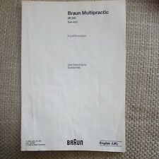 Braun Multipractic Food Processor Spare  Instruction Book instructions  4262