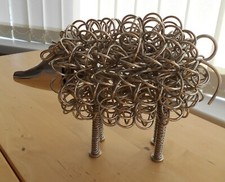 Wriggle Coiled Wire Nickle Plated Large 9" Pig Sculpture Silver Colour