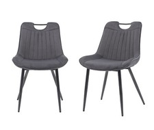 Velvet Dining Chairs x 2, Grey