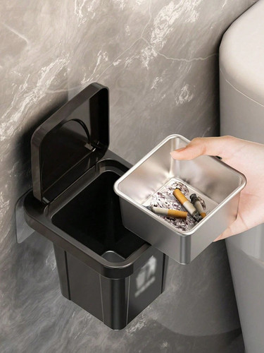 Stainless steel ashtray with - steel,