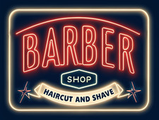 Neon Look Barber Shop Metal sign, Barber Shop Plaque, Neon Look Sign