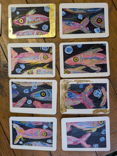Aceo art card sardines fish - aceo,
