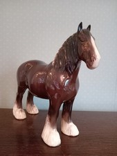 Vintage Beswick Chestnut Brown Clydesdale Shire Horse Ornament