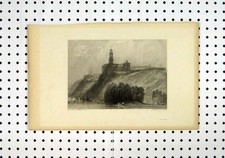 Original Old Antique Print View Sea Castle Hillc1836 Country Turner Brandard