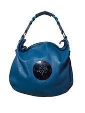 MULBERRY Shiny Blue Petrol Leather Daria Hobo Bag Braided Strap  Auth
