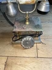 Vintage Old Brass Italian Antique Onyx Marble Dial Landline Telephone