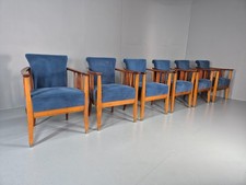 6 Art Deco Style Elbow Chairs Scandinavian Modern Blue Velvet   EB10935 VDIN