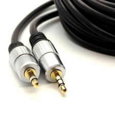 Aux Cable Audio Lead 3.5mm GOLD Jack High Quality Shielded - Car iPhone 1m - 20m