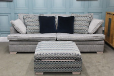 COLLINS & HAYES, BAILEY MEDIUM SOFA & STOOL IN ESSENSE INDIGO FABRIC. RRP £3311