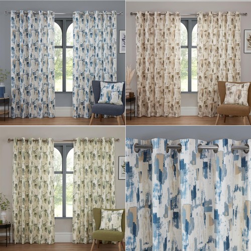 Abstract eyelet curtains - curtains, fully