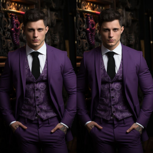 Purple men suits 2pcs - purple, men's