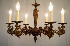antique vintage Italian Dragons chandelier Ceiling Light brass bronze restored