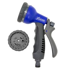 XHose 5-Function Multi Garden Hose Nozzle Blue/Grey – Shower Soaker Mist Jet