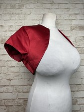 Debenhams Debut Red Shiny Satin Bolero Shrug Jacket Short Sleeve Sz 14 Bust TV