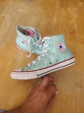 Kids Converse All Star Chuck Taylor Lace Up Sneakers In Sparkle Aqua Green Sz 3