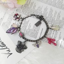 Erickson Beamon Rocks Orchid Garden Crystal Embellished Charm Bracelet