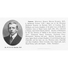 Weetman Harold Miller Pearson MP for Eye, Suffolk - Antique Print 1910