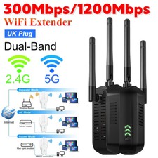1200Mbps WiFi Signal Extender Range Repeater Booster Internet Amplifier UK Plug
