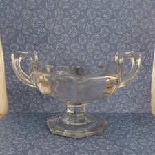 Art Deco Glass Krys- tol 'Chippendale' Pedestal Bowl 