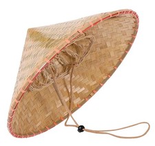 Funny Party Bamboo Coolie Hat Chinese Japanese Rice Farmer Hat Natural