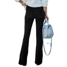 Women's Corduroy Palazzo Pants - High Waist Wide Leg Casual Trousers with Pocket