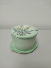 Vintage BESWICK 1925 Jam Pot in green, 3D floral design, USED