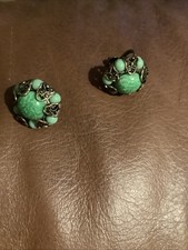 Vintage Ornate Green Glass