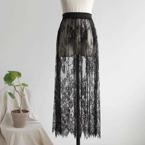 Floral lace mesh skirt - floral,