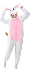 Easter Bunny Jumpsuit Adult, Plush Rabbit Costume One piece, Pink Easter Bunny M