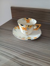 Crown Ducal Pottery Sunburst Art Deco Cup And Saucer Vintage