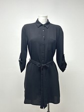 Ex M&Co Ladies Black Belted Mini Shirt Dress Sizes 10 12 14 16 18 20