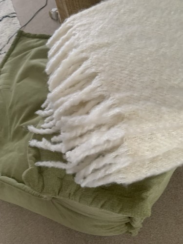 Mohair mix sofa throw - mix, cream