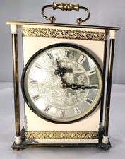 Vintage Ornate Eurastyle Carriage Mantle Clock Brass Parts Only Damaged See Desc