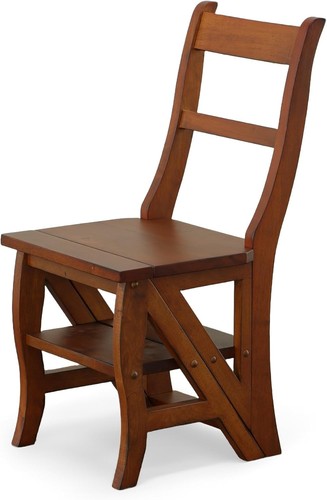 Antique folding library ladder - folding,