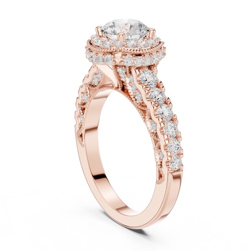1ct round genuine diamond ring - round,