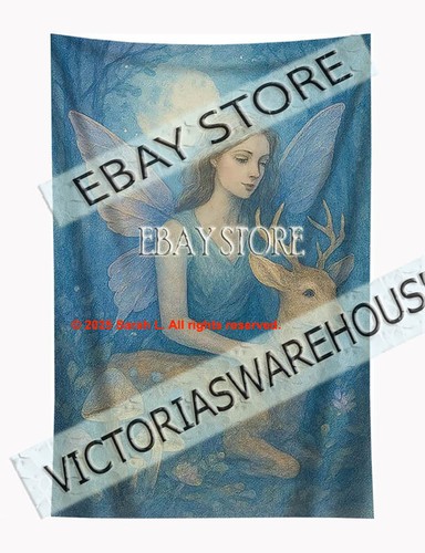 Fairy deer tapestry fantasy